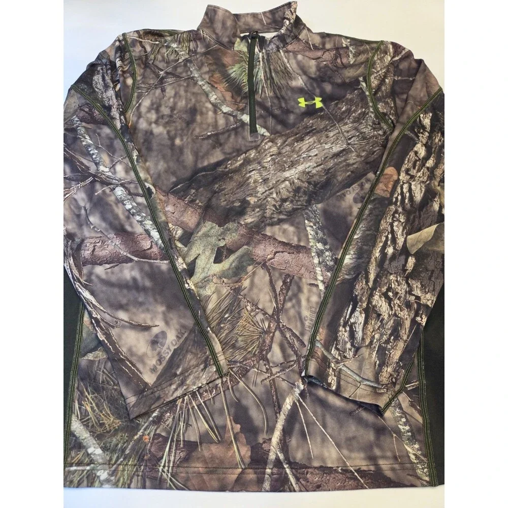 Under Armour Camo 1/4 Zip Pullover Men’s XL HeatGear Scent Control Hunting Mossy - Picture 2 of 8
